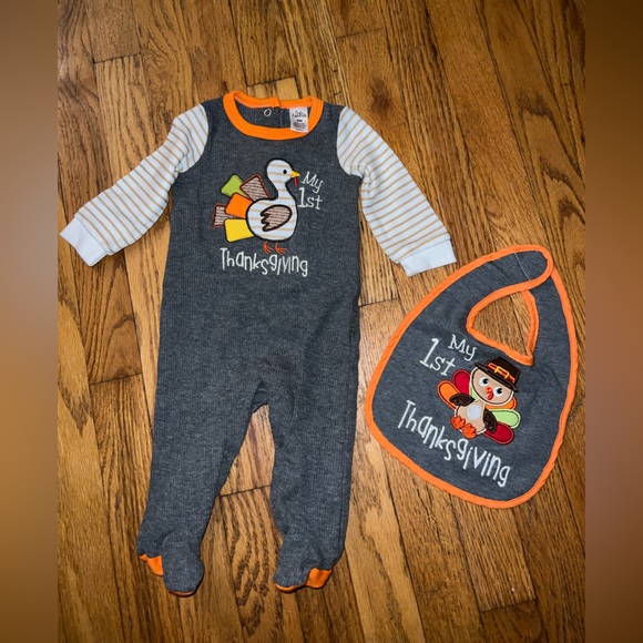 Baby Essentials Other - 1st Thanksgiving Infant Onesie with a Bib